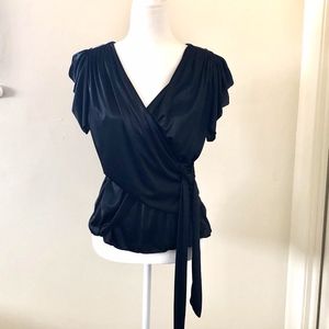 BCBGMaxazria Black Wrap Tie Top Small